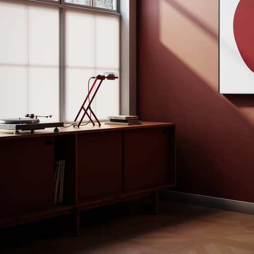 Lampe de table Sintesi métal rouge / Ernesto Gismondi, 1975 - Orientable - Artemide - Rouge - Aluminium