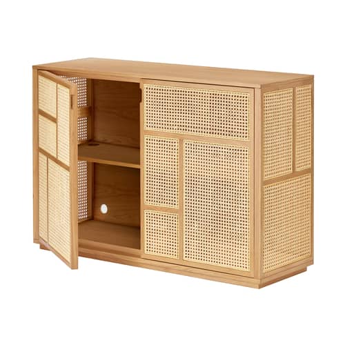 Buffet Air bois naturel / Meuble TV - Cannage rotin - L 120 x H 81 cm - Design House Stockholm - Chêne / Rotin naturel - Cannage de rotin, MDF plaqué chêne