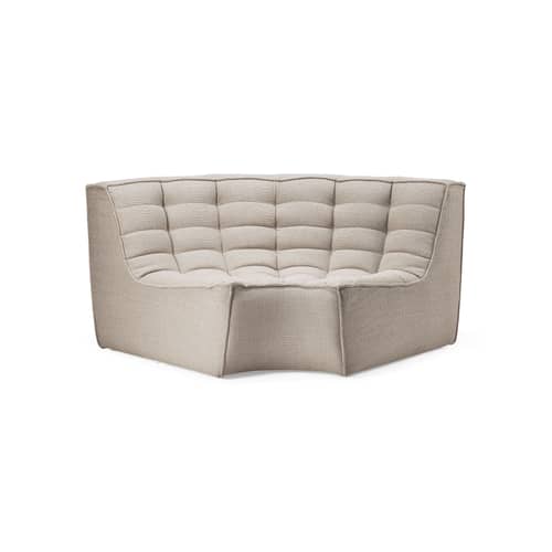 Ecksofa N701 textil beige / Abgerundetes Eckmodul 90° - B 120 cm - Ethnicraft - Beige (Standardstoff) - Gewebe, Hochdichter PU-Schaum, Holz