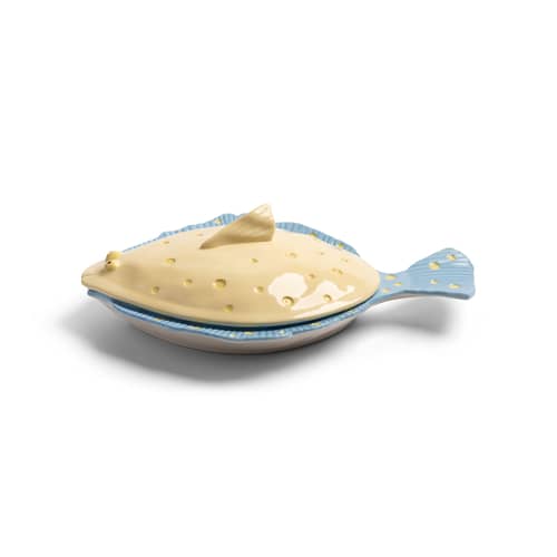 Plat de service Plaice céramique / 29.5 x 21 x H 9 cm - & klevering - Jaune - Grès