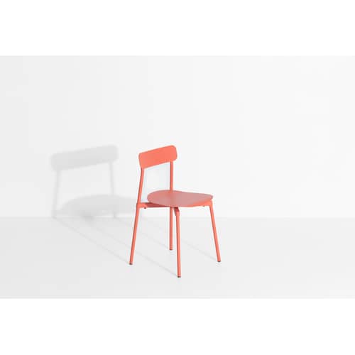 Stapelbarer Stuhl Fromme metall orange / Aluminium - Petite Friture - Korallenrot - Aluminium