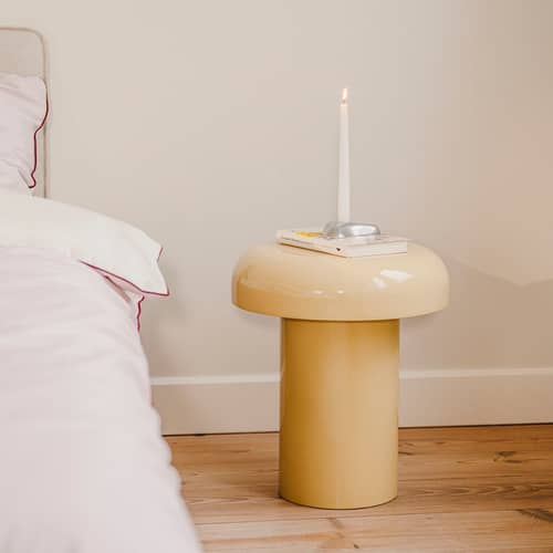 Table d\'appoint Miko métal jaune / Ø 40 x H 46 cm - NOO.MA - Jaune beurre - Acier