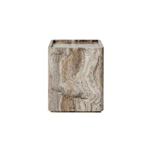 Table d\'appoint Pietra pierre beige / 33 x 33 x H 40 cm - Travertin - Gubi - Lively Sepia - Travertin