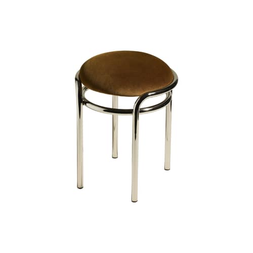 Tabouret Moon / H 45 cm - Velours - Maison Sarah Lavoine - H 45 cm / Havane - Métal chromé, Mousse, Velours de coton