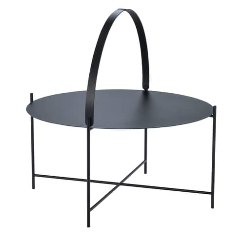 Tavolino Edge metallo nero / Manico pieghevole - Ø 76 x H 40 cm - Houe - Nero - Metallo termolaccato