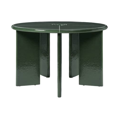 Tavolo rotondo Deya pietra verde / Ø 120 - Cemento smaltato - Ferm Living - Verde scuro - Calcestruzzo rinforzato con fibre di vetro