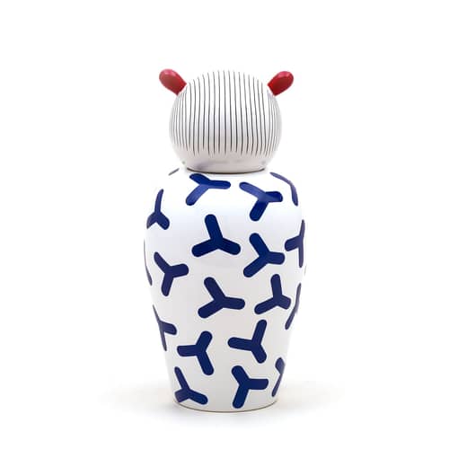 Vase Canopie Zoé keramik blau weiß / mit Deckel - Seletti - Zoé / blau - Porzellan