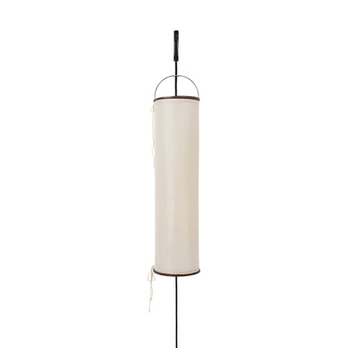 Applique avec prise Silk Lantern beige / Soie naturelle - H 50 cm - Gubi - Beige - Acier, Placage de bois, Soie naturelle