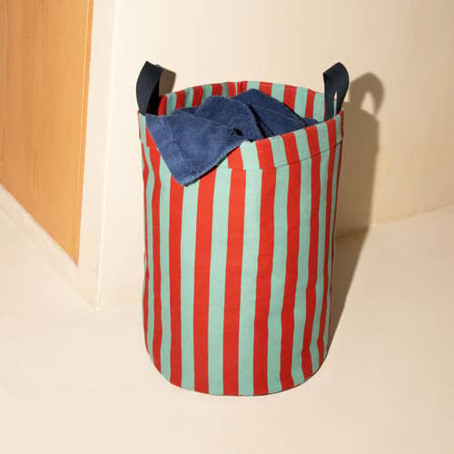 Rond Basket textile multicoloured / H 47 cm - NOBODINOZ - Red & Green - Cotton