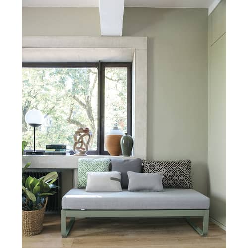 Gepolsterte Bank Bellevie metall textil grau / Sitzbank - L 148 cm - Fermob - Kaktus / Grauer Flanellstoff - Aluminium, Outdoor Sunbrella Stoff, Schaumstoff