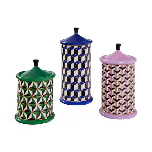 Versailles Box ceramic blue / Ø 11 x H 24 cm - Jonathan Adler - Blue / H 24 cm - China
