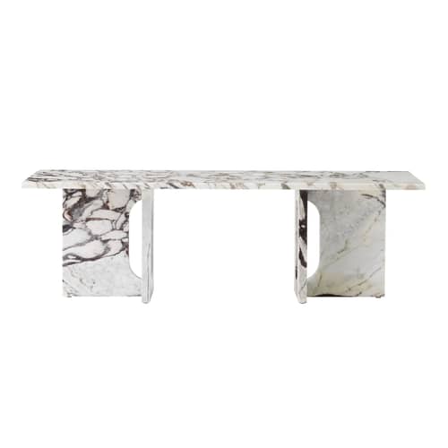 Androgyne Lounge Stone Coffee table stone white beige / 120 x 45 x H 37.8 cm - Stone base - Audo Copenhagen - Calcatta viola marble / Calcatta viola base - 