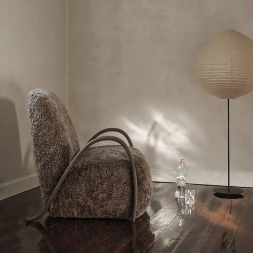 Kurbis Tall Floor lamp paper white / Ø 60 x H 137.6 cm - Ferm Living - White / Black - Stainless steel, Washi rice paper