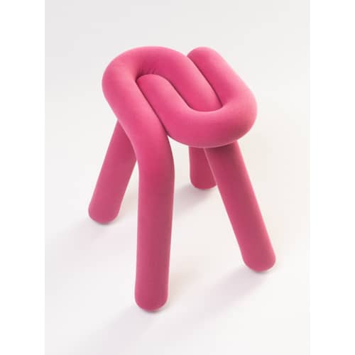 Gepolsterter Hocker Bold textil rosa gepolstert / Stoff - Moustache - Rosa - Gewebe, Schaumstoff, Stahl