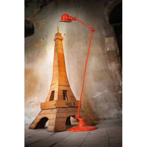 Lampadaire Loft métal orange / 2 bras articulés - H max 160 cm - Jieldé - Orange brillant - Acier inoxydable