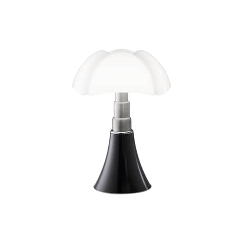 Lampe de table Pipistrello Medium LED / H 50 à 62 cm - Gae Aulenti, 1965 - Martinelli Luce - Marron foncé - Acier galvanisé, Aluminium laqué, Méthacrylate opalin