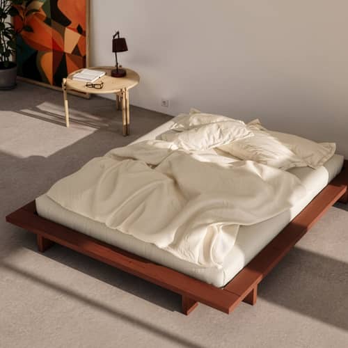 Letto matrimoniale Japan legno rosso / Per materassi da 160 x 200 cm - KARUP - Terra rossa - Pino massello certificato FSC