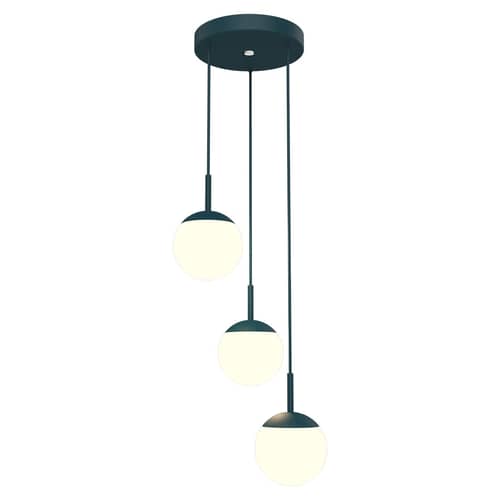 Suspension Mooon! Triple LED / Sphère verre - Bluetooth - Ø 15 cm - Fermob - Bleu Acapulco - Aluminium, Verre