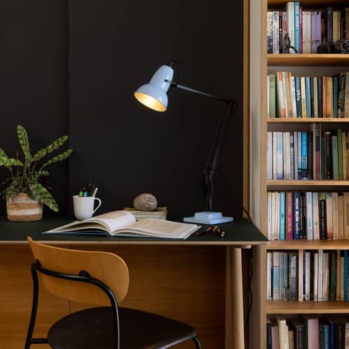 Tischleuchte Original 1227 metall blau / Neuauflage von 1930 - Anglepoise - Opalblau & Schwarz - Aluminium, Gusseisen, Stahl
