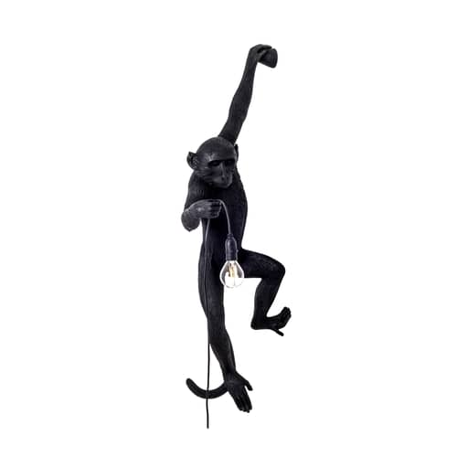 Monkey Hanging Outdoor wall lamp with socket plastic material black / Outdoor - H 76.5 cm - Seletti - Black - Resin