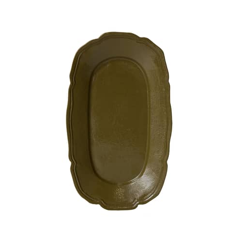 Plat de service New classics métal vert / 35 x 21 cm - HK LIVING - Vert olive - Aluminium