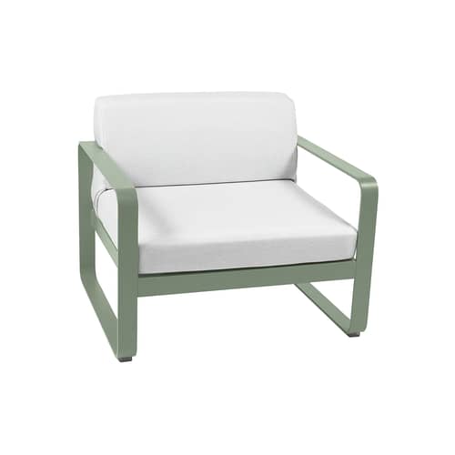 Poltrona imbottita Bellevie / Tessuto bianco - Fermob - Cactus - Alluminio laccato, Espanso, Tessuto acrilico