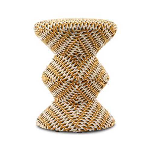 Sgabello imbottito Zig Zag Soft tessuto giallo - Pols Potten - Ocra - Espanso, Legno, Tessuto
