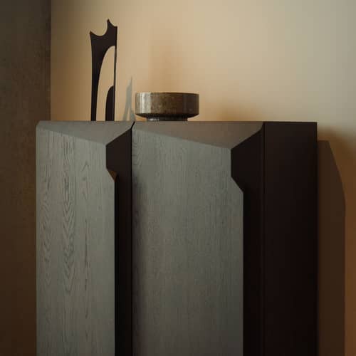 Schrank Stairs holz braun / B 100 x H 150 cm - Ethnicraft - Eiche Dunkelbraun - Getöntes Eichenholz, Metall