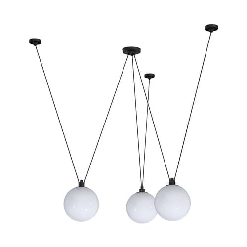 Suspension Acrobate N°325 / Lampe Gras - 3 abat-jours verre Ø 25 cm - DCW éditions - Blanc - Verre