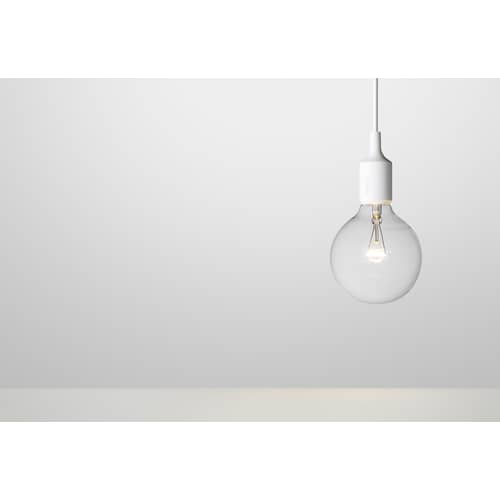 Suspension E27 plastique beige / Silicone - Ampoule incluse - Muuto - Crème - Silicone