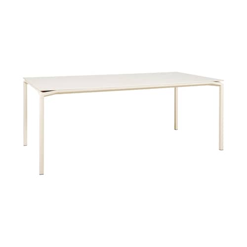 Table rectangulaire Calvi Minérale / 195 x 95 cm (8 personnes) - Plateau Dekton (aspect pierre) - Fermob - Beige (Dekton) / Pieds Beige latte - Aluminium laqué, Céramique Dekton