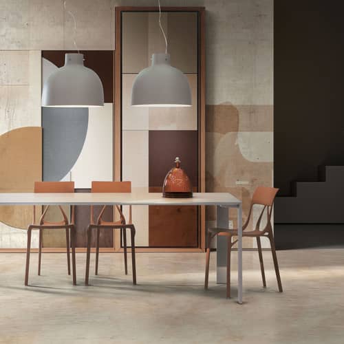 Table à rallonge Four beige / L 160 à 260 cm - Stratifié soft-touch - Kartell - Beige - Acier verni, Stratifié soft-touch