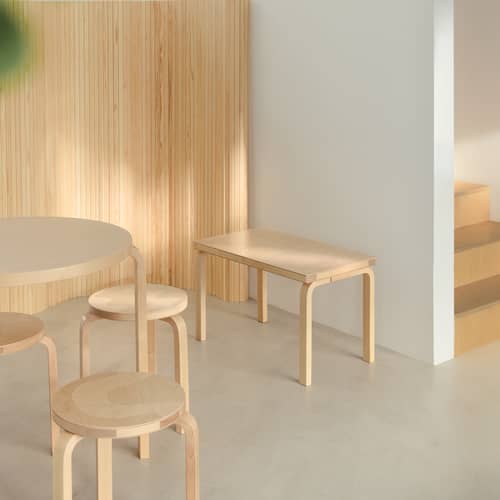 60 Stackable stool natural wood / 3 legs - Artek + Marimekko, 90th anniversary limited edition - ARTEK