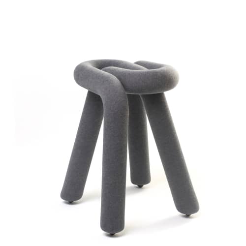 Tabouret rembourré Bold tissu gris - Moustache - Gris foncé - Acier, Mousse, Tissu