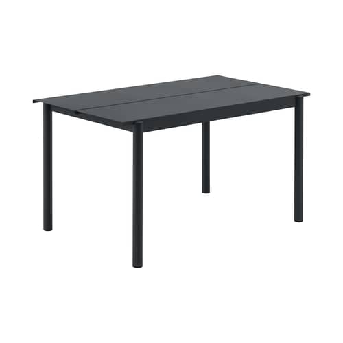 Tavolo rettangolare Linear metallo nero / Acciaio - 140 x 75 cm - Muuto - Nero - Acciaio verniciato a polvere