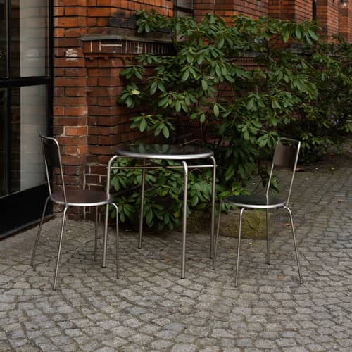 Tavolo rotondo Petit Rond OUTDOOR metallo / Ø 65 cm - Frama  - Acciaio spazzolato - Acciaio inossidabile satinato