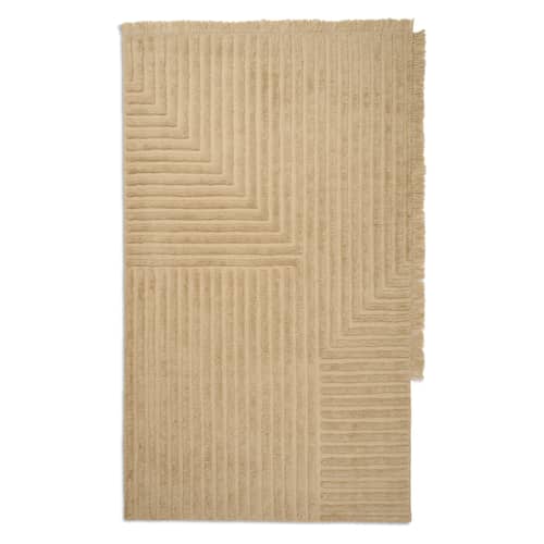 Teppich Crease Wool Large textil beige / 250 x 160 cm - Handgewebte, handgetuftete Wolle - Ferm Living - 250 x 160 cm / sandfarben - Wolle