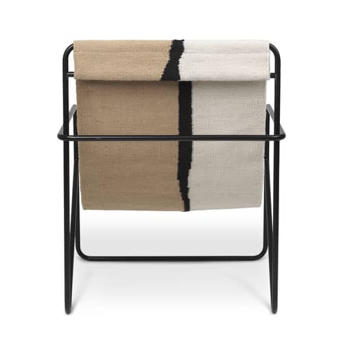 Desert Armchair textile beige / Black structure - Recycled plastic bottles - Ferm Living - Black metal / Soil canvas - Powder coated steel, Recycled fabric
