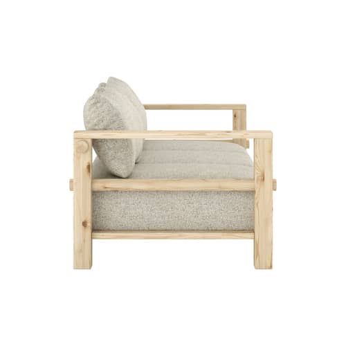 Canapé convertible Bare / Lit 1 place - L 225 cm - KARUP - Craie douce (640) / Pin brut (100) - Mousse haute résilience, Pin massif, Polyester