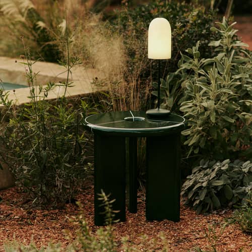 Deya End table stone green / Ø 47 x H 45 cm - Enamelled concrete - Ferm Living - Dark green - Concrete