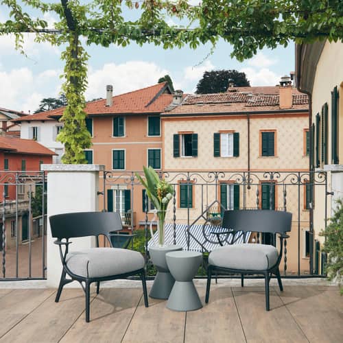 Gepolsterter Sessel A.I. Lounge OUTDOOR textil beige - Kartell - Weiß / Stoff Beige - Outdoor-Stoff, Recycelter expandierter Polyurethanschaum, Recyceltes thermoplast. Technopolymer