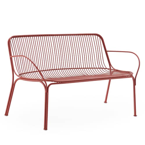HiRay 2-seater outdoor sofa metal red / Metal - L 121 cm - Kartell - Rust red - Painted galvanized steel
