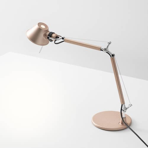 Lampe de bureau Tolomeo Micro métal cuivre / 1987 - Edition spéciale - Artemide - Cuivre anodisé (effet brossé) - Acier, Aluminium