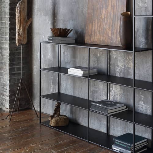 Libreria Easy Irony metallo nero / L 104 x H 114 cm - Zeus - nero rame - Acciaio