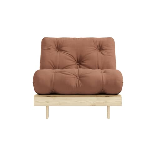 Fauteuil convertible Roots / Dormeuse & lit d\'appoint - 3 positions / Structure pin clair - KARUP DESIGN - Brun argile 759 / Pin clair - Fibres recyclées mélangées, Mousse, Pin massif certifié FSC, Tissu