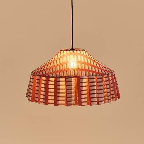 MÖBELZUBEHÖR Nicole textil rot / Ø 50 x H 28 cm - Baumwolle Voile - NOBODINOZ - Gestreift / Rot - Bio-Baumwollvoile