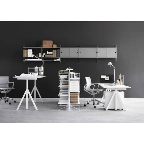 Lot de 2 montants de sol / 115 x P 30 cm - String Furniture - Blanc - Acier laqué