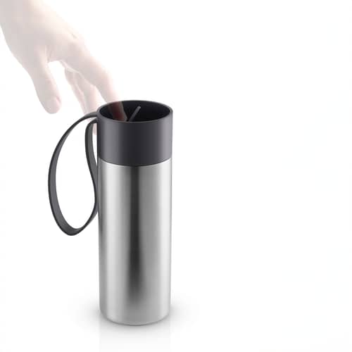 Mug isotherme To Go Cup métal noir / Avec couvercle - 0,35 L - Eva Trio - Noir - Acier inoxydable, Silicone