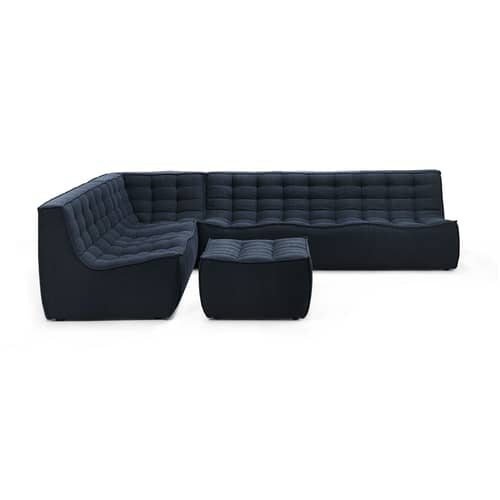 Lounge Sessel N701 textil grau - Ethnicraft - Graphit (Standardstoff) - Holz, Recycelte Baumwolle, Schaumstoff