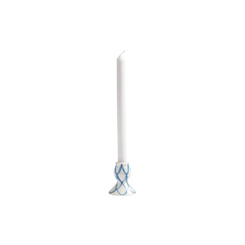 Portacandela Sirene ceramica blu / Dipinti a mano - & klevering - Blu - Gres